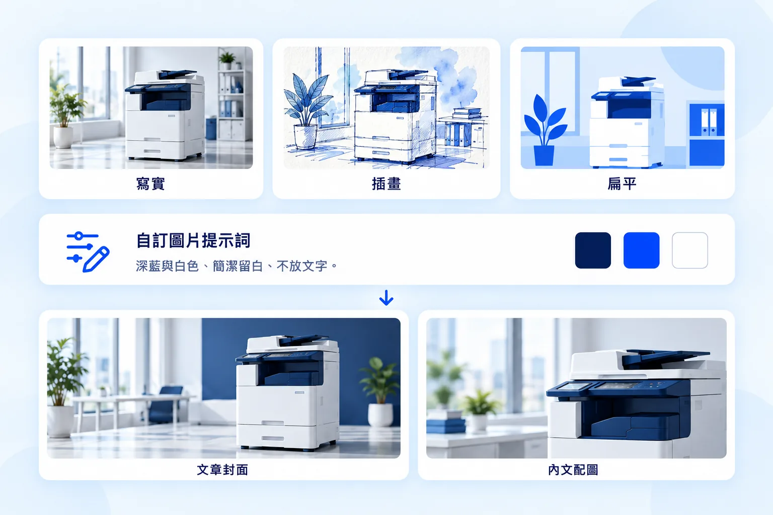 選擇寫實、插畫與扁平配圖風格