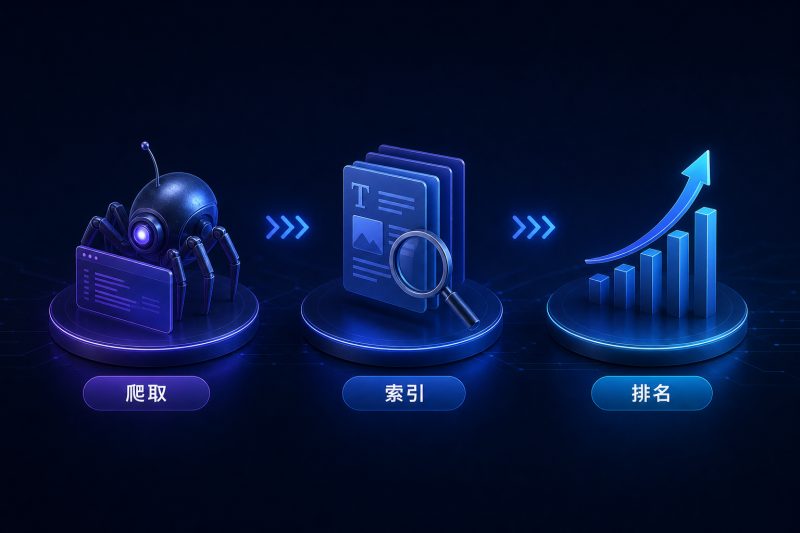 爬取、索引與搜尋結果呈現的三個階段說明