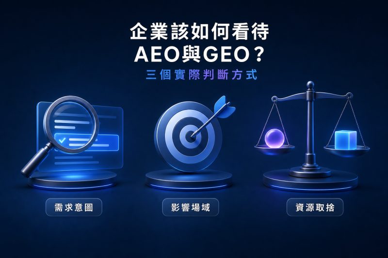 企業該如何看待AEO與GEO?三個實際判斷方式 說明圖