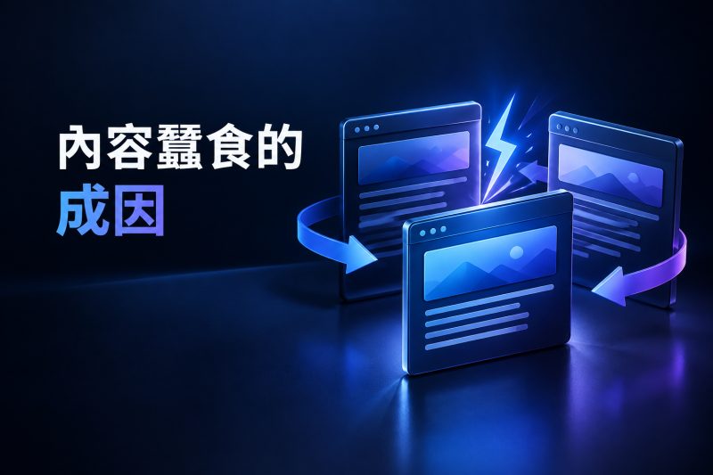 內容蠶食的成因：為什麼文章寫越多反而互相打架｜內容蠶食是什麼？網站文章太像，為什麼反而搶不到排名說明圖