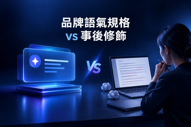 事後修稿與事前設定品牌規格的比較說明圖