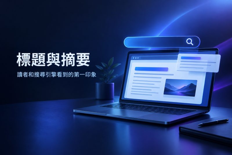 標題與摘要：讀者和搜尋引擎看到的第一印象｜AI 文章上線前要檢查什麼？企業 SEO 發佈清單說明圖