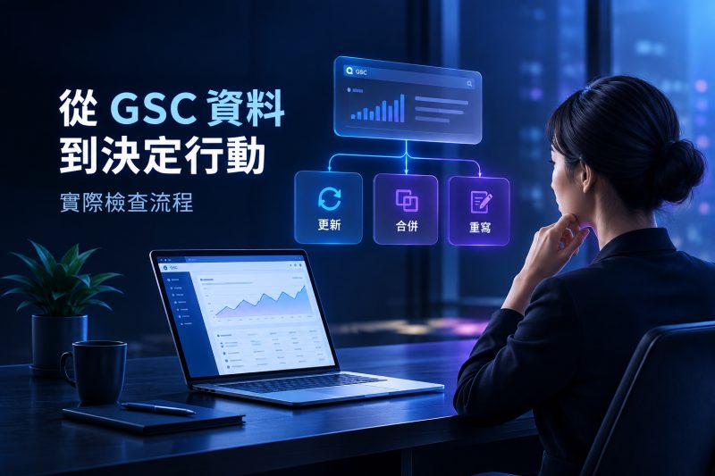 實際檢查流程：從 GSC 資料到決定行動說明圖